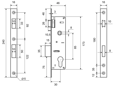 PALLADIUM Корпус замка 0153Р 30 мм золото