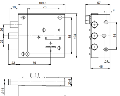 Симеко БИФ 0090*3 ЗД Замок накладной