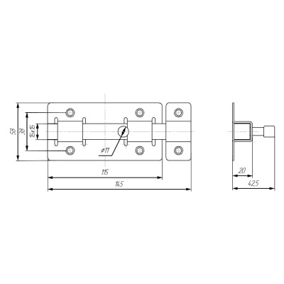 Засов Киров Секрет ЗД-06 квадрат. ригель(антик. медь)
