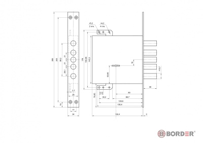 Рязань BORDER 8-8К.5T/15 (71611) б/о б/ручек, тяги Замок врезной