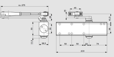 DORMA Доводчик дверной TS Profil EN2/3/4/5BC от 50 до 125 кг. (белый) 