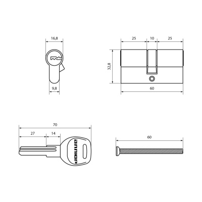 АЛЛЮР F 60 BLACK перфо кл/кл Цилиндровый механизм (чёрный)