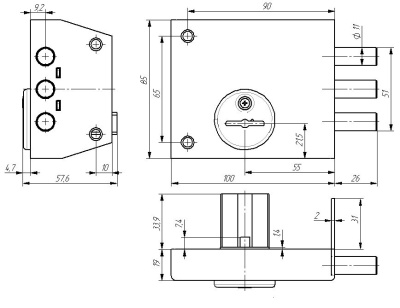 Димитровград ЗН 4-1 Замок накладной (медь)