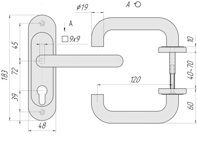 КРИТ Р-85-4949У-Хш хром шлиф. Комплект ручек 