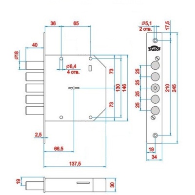 Эльбор 1.06.01.5.1.1 Гранит Замок врезной, б/о 
