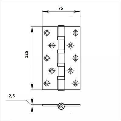 PALLADIUM Петля унив. N 500 С-S-5" SB мат латунь