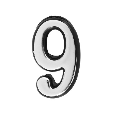 Цифра дверная АЛЛЮР большая "9" (хром) 