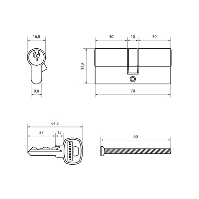 АЛЛЮР A 70 CP англ. кл/кл Цилиндровый механизм (хром)