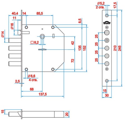 Эльбор 1.05.29.5.1.1 Базальт Замок врезной, защелка, б/о