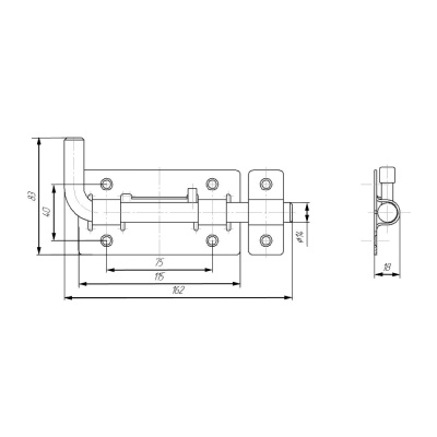 Засов Киров Секрет ЗД-03 круглый ( антик.бронза)