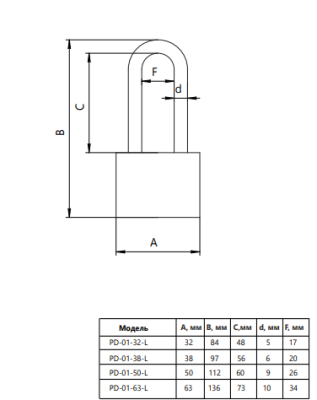 Apecs PD-01-50 L Замок навесной