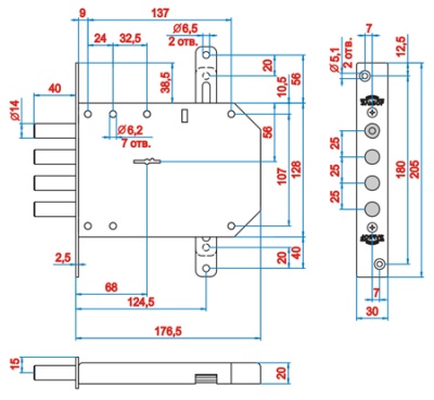 Эльбор 1.05.03.5.1.1 Базальт Замок врезной, тяги, б/о 