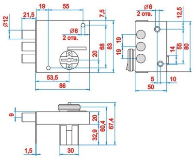 Эльбор 1.04.51.МА Кремень Замок накладной б/о