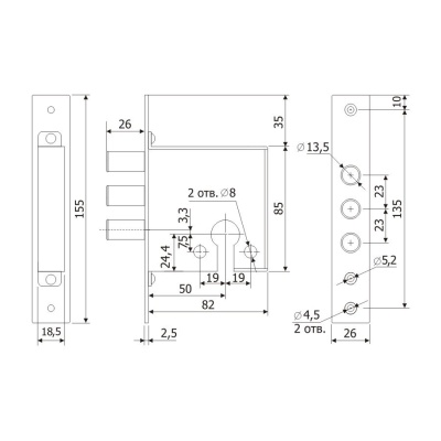 Гардиан 1201 под ц/м Замок врезной