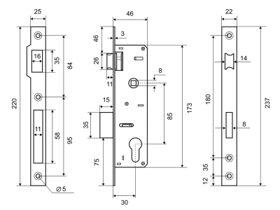 PALLADIUM Корпус замка 0153 30 мм золото