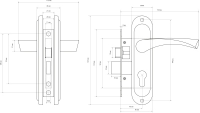 Стандарт 103/50 ВР Замок врезной с ручками (латунь)