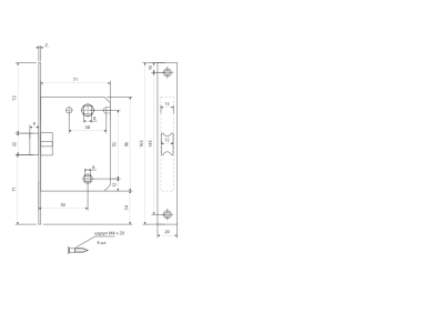 Apecs 5600-WC-CR Защёлка врезная с фиксатором (хром) 