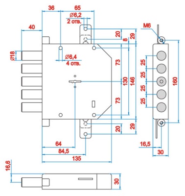 Эльбор 1.06.12.5.1.1 Гранит Замок врезной, б/о 