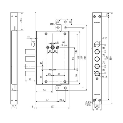 Гардиан 7114 Т 5 кл. замок врезной (перекодировка ReStart аналог CISA)