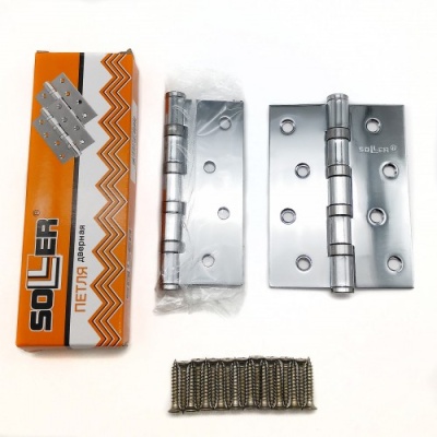 Петля Soller 4" сталь хром матовый прям. (100*70*2.5)