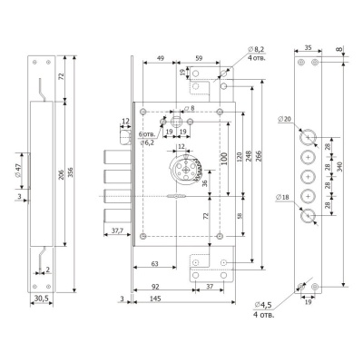 Гардиан 2114 Т 5 кл. ЗЩ б/о ЛЕВЫЙ перекодировка Замок врезной тяж.