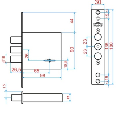 Эльбор 1.02.07 Лазурит Замок врезной, б/о 