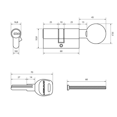 АЛЛЮР F.G 60 BLACK перфокл/верт Цилиндровый механизм (чёрный)