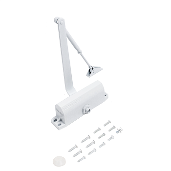 NOTEDO Доводчик дверной DC-080-НО с фиксатором WHITE 60-100 кг белый