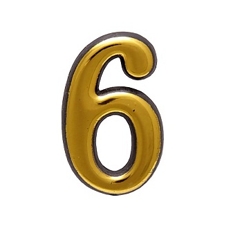 Цифра дверная АЛЛЮР большая "6" (золото) 