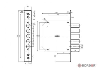 Рязань BORDER 8-6КЛ/15 (72224) б/о б/ручек, б/тяг Замок врезной