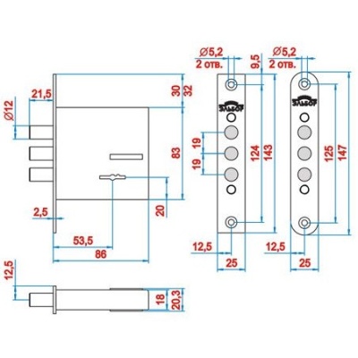 Эльбор 1.04.06.5 Кремень Замок врезной, 5 кл, б/о