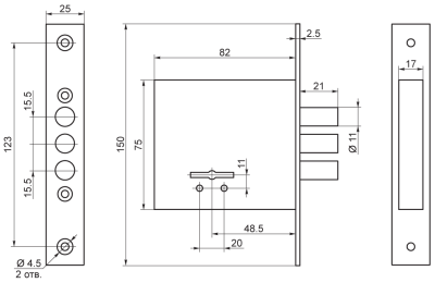 Рязань ЗВ 8-6/13 (806) с Планкой Замок врезной