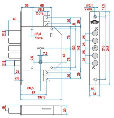 Эльбор 1.06.22.5.1.1 Гранит Замок врезной, б/о 