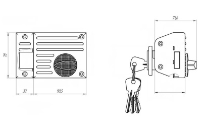 Димитровград ЗН 1-6 "Зенит" Замок накладной (бронза)