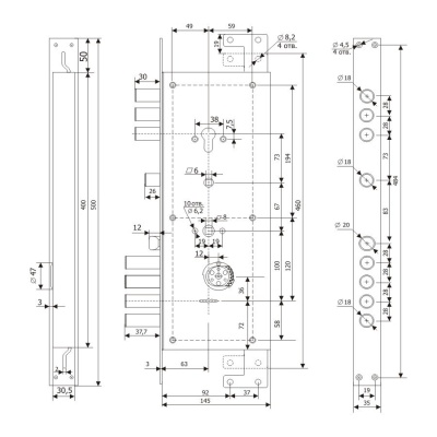 Гардиан 2514 Т ЛЕВ 5 кл. ЗЩ ЗД б/о перекодировка Замок врезной тяж.