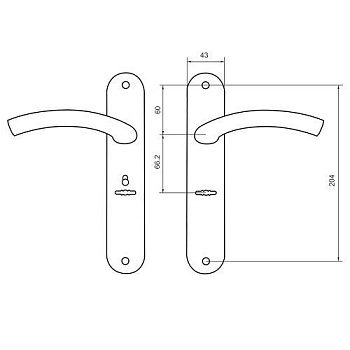 Рязань Комплект ручек к замку 9-8 МКЗ/МК4Т ПРАВАЯ со шторкой (хром)