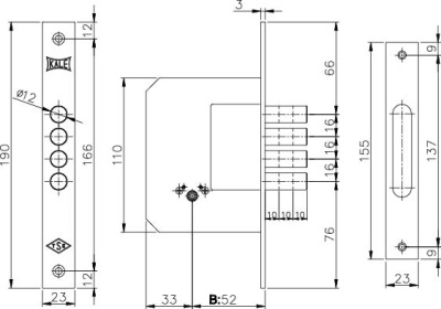 KALE 189/4MF/5 кл./ Замок врезной 