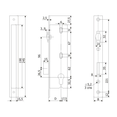 Гардиан PROFI 35.11Р.24 б/о без ц/м РОЛИК  Замок врезной б/руч