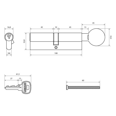 АЛЛЮР A.G. 100 GP англ. кл/верт Цилиндровый механизм (латунь)