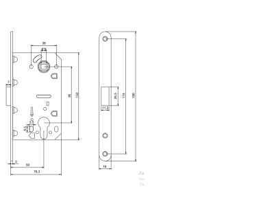 Avers 5300-MC-AB М/О 85мм под ЦМ Защелка (центр) врезная магнитная 