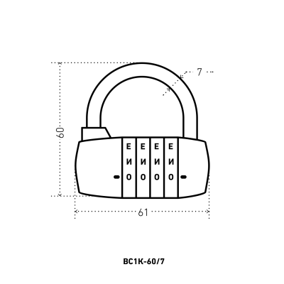 АЛЛЮР ВС1К-60/7 замок навесной черный кодовый (d=7mm)