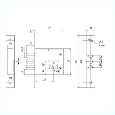Балашиха ЗВ8 852.0.0 5КЛ!! б/о 3ригеля Замок врезной б/руч