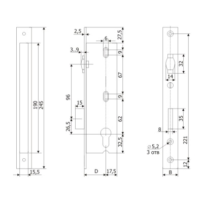Гардиан PROFI 30.11Р.16 б/о без ц/м РОЛИК.ЗЩ Замок врезной б/руч 