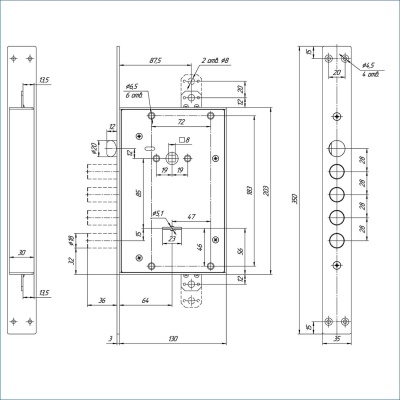 Балашиха ЗВ9 343.1.1 замок врезной (аналог CISA 57.685)