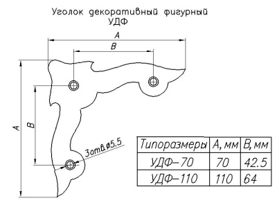 Угол крепежный фигурный УДФ 110-0-2,0-53 черный