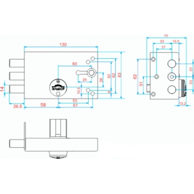 Эльбор 1.02.61.МА Лазурит Замок накладной, б/о