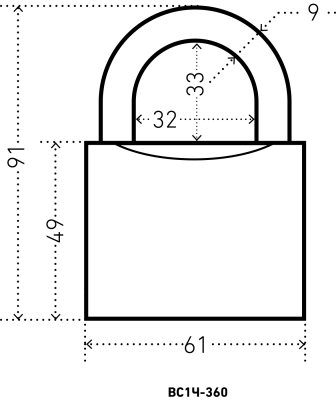АЛЛЮР ВС1Ч-360 d9мм Замок навесной