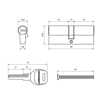 АЛЛЮР F 80 CP перфокл/кл Цилиндровый механизм (хром)