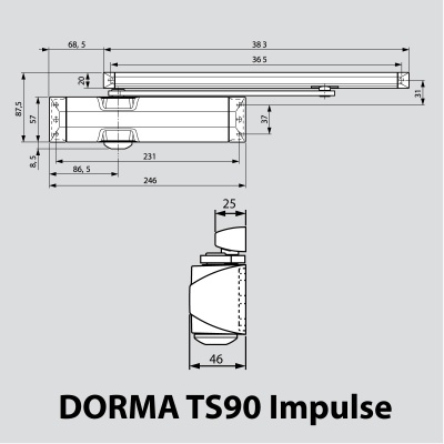 DORMA Доводчик дверной TS 90 EN 3-4 со скользящей штангой (белый)