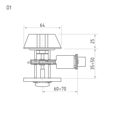 Нора-М Замок врезной D1 (ключ-фиксатор) мат.хром
